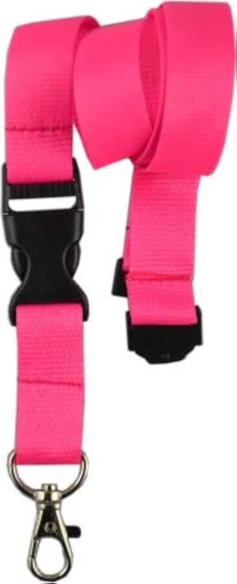 10 stuks onbedrukte sleutelkoorden, sleutelkoord lanyard neutraal zonder print 20 mm breed, stekkersluiting veiligheidssluiting (roze)
