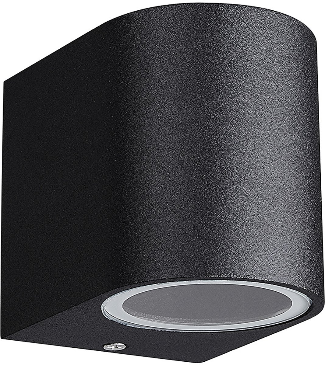 Filip wandlamp buiten, rond, zwart aluminium, IP54, GU10-fitting (excl. lichtbron), max. 35W, diameter 81mm