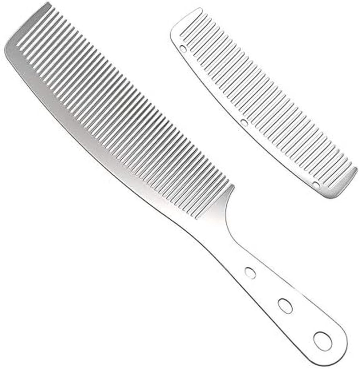 Metalen Kapperskammen - Snijkam Set - Haar Styling - Anti-statisch Roestvrij Staal - 2 stuks - Zilver