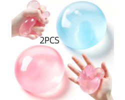 Casalora®-2 stuks kokosolie squishy bal – kneedbaar & veert niet terug – sensorisch speelgoed – stressverlichter – voor studie, werk & ontspanning – blauw + roze – niet-giftig & geurloos