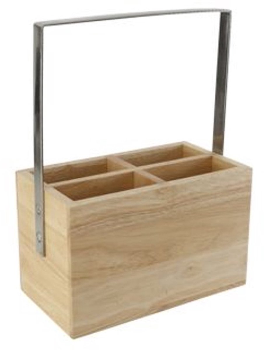 Bestekhouder 18,4x10xh24,6cm Rubberhout