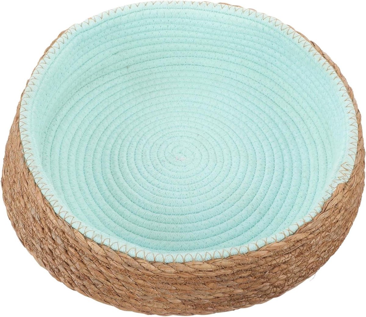 Huisdier Mand - Kattennest Hondenkussen - Comfortabel Slapen - Handgeweven Riet - 38 cm - Multicolor