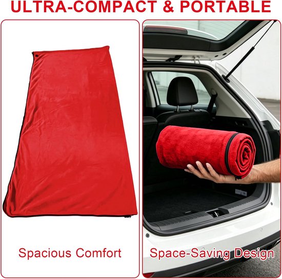 Fleece Slaapzak - Reisdeken Liner - Kamperen en Reizen - Koppelbaar met Dubbele - 180 x 82 cm - Rood — afbeelding 5
