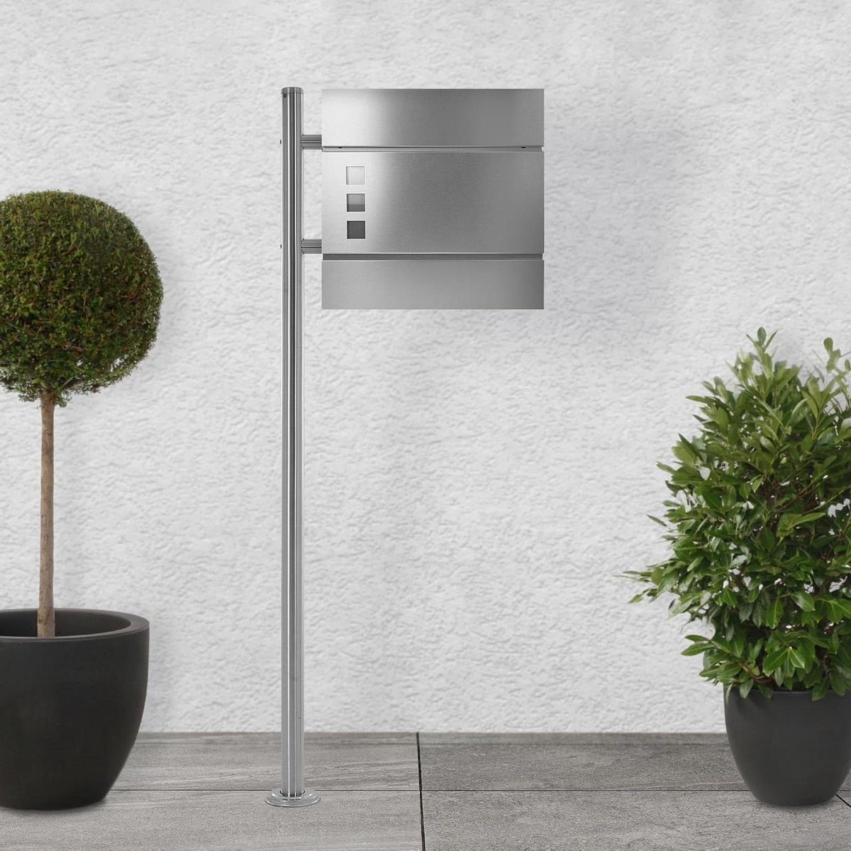 Vrijstaande Brievenbus - Post Systeem - Post Ontvangen - Met Krantenvak - 120 cm Hoog - Zilver Mat