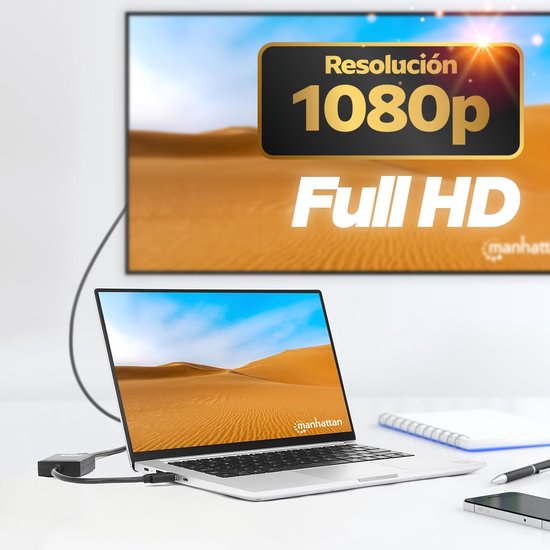 USB naar HDMI adapter - Video converter - Extra scherm aansluiten - Full HD 1080p - 60Hz - Zwart — afbeelding 3