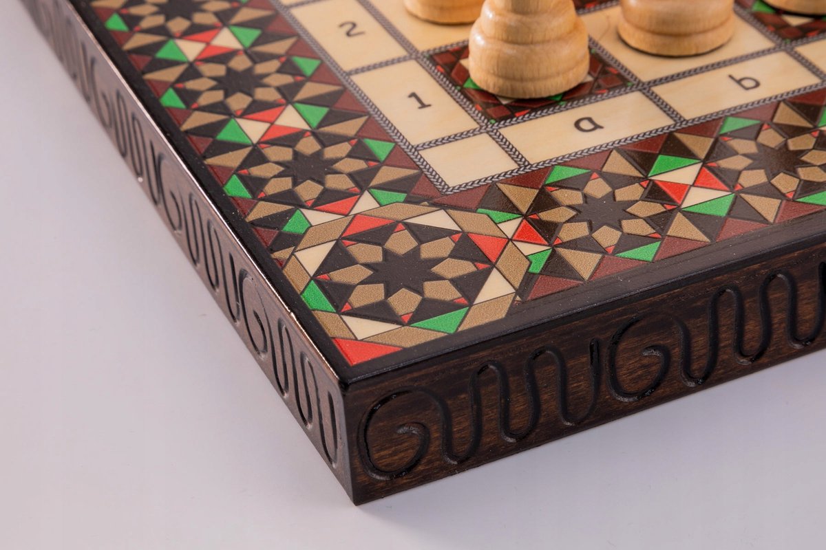 Houten Mozaïek Schaakset - Perfect cadeau voor Sinterklaas & Kerstmis
