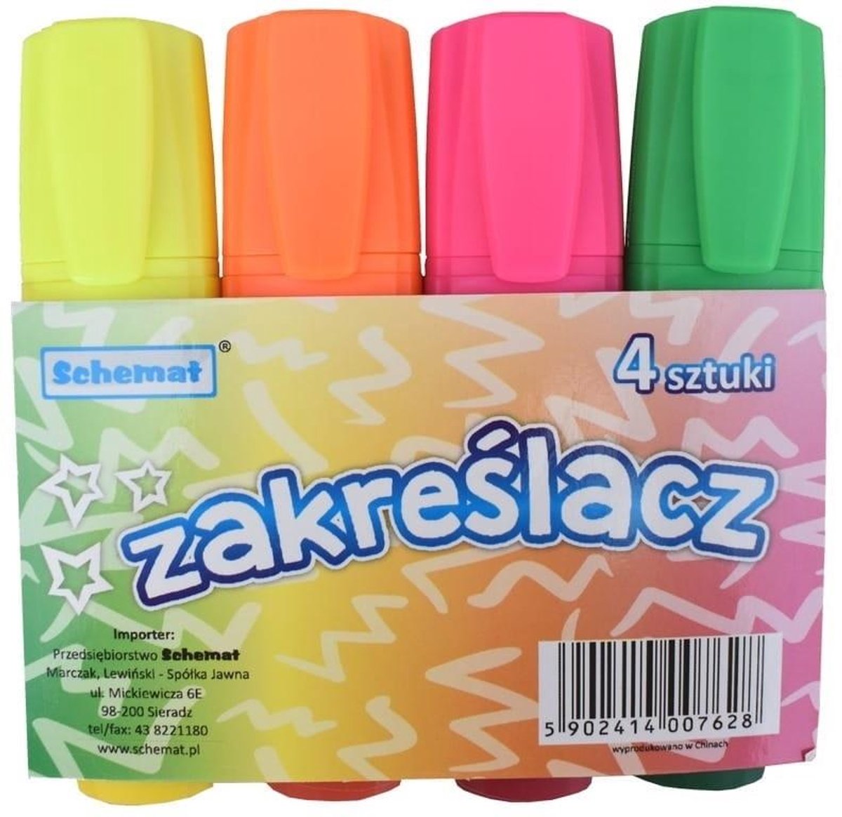 Schemat Markeerstiften Set - 4 Neon Kleuren - Kantoor & School