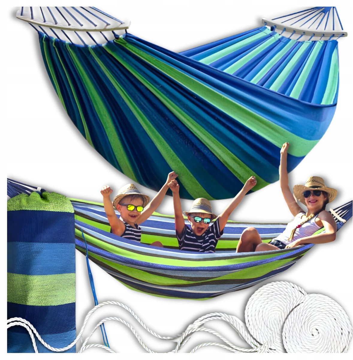 Grote 2-persoons Tuinhamak 260x150cm - Sterk & Draagbaar met Tas