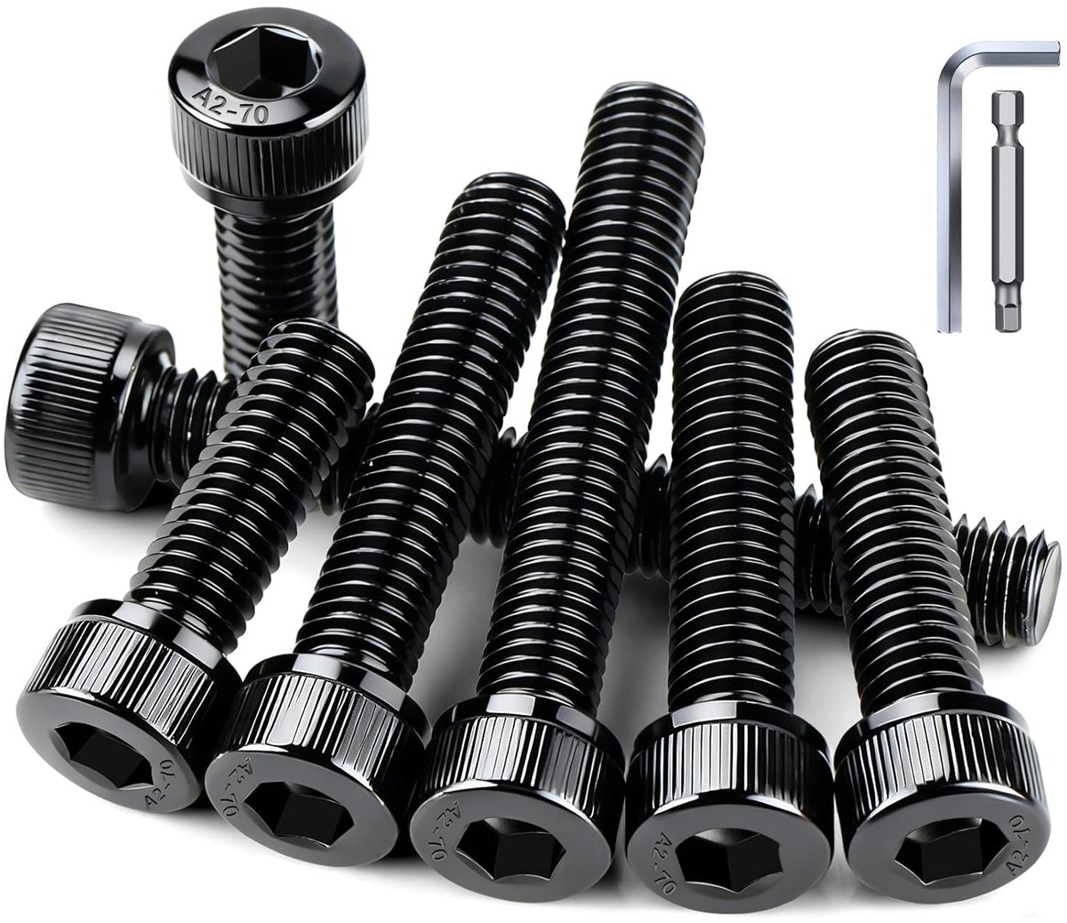 Cilinderschroeven met binnenzeskant M5 x 8 mm, 30 stuks schroeven roestvrij staal A2 V2A cilinderkopschroeven DIN 912/ISO 4762 inbusschroef zwart zeskantschroeven voor het bevestigen van
