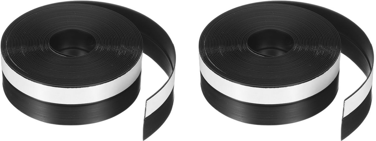 2 stuks weerstrips, deurafdichting, 16,4 ft x 25 mm, siliconen afdichtingsstrip voor deur, tochtstopper, plakband, raam, huis, douche, glas, kolommen, lengte 5 m, zwart