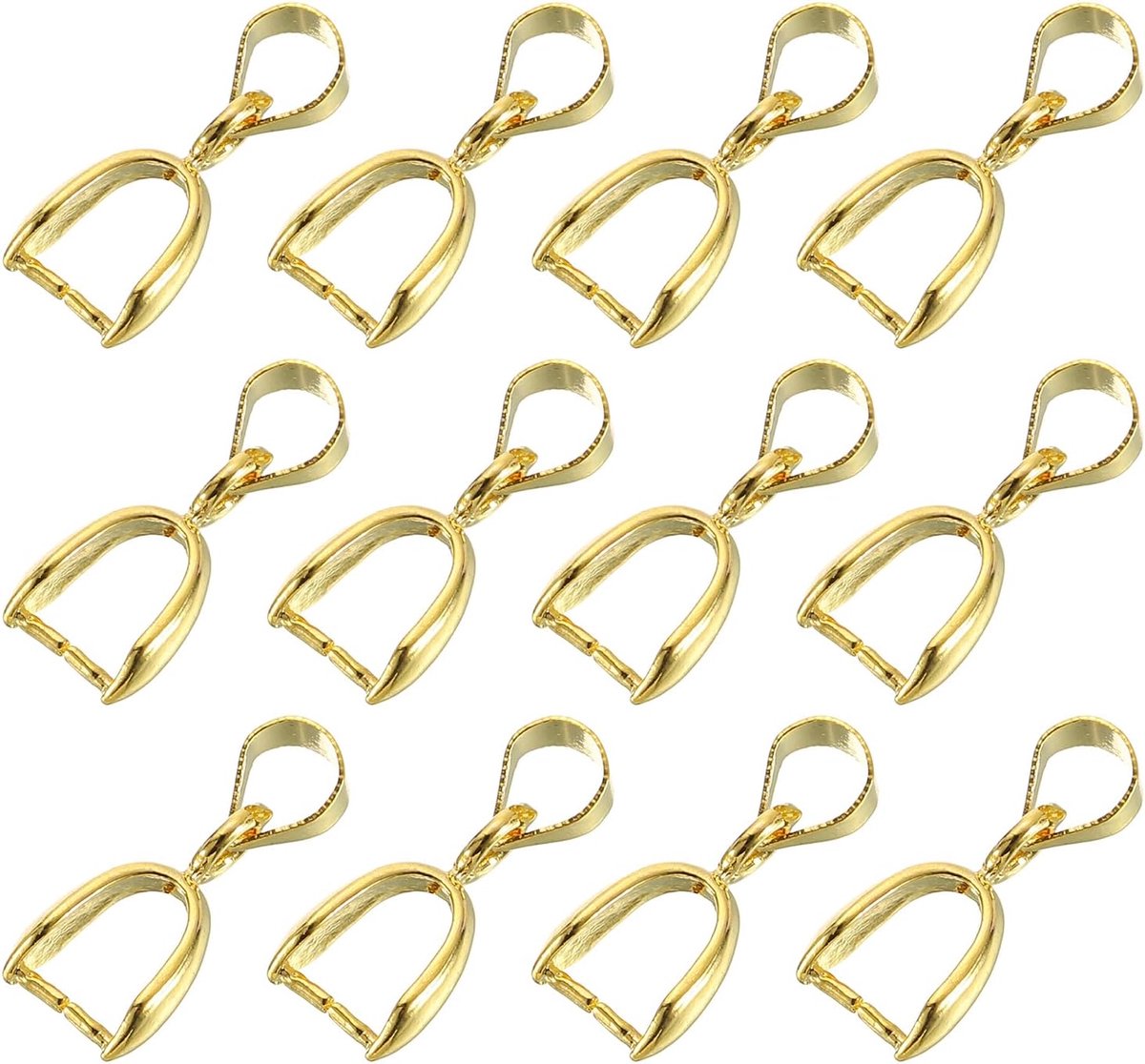 12 stuks sterling zilveren bail pinch bail, 6 mm x 16 mm legering clipsluitingen clip hanger bail connectoren sieraden accessoires voor armbanden, halskettingen maken, goud