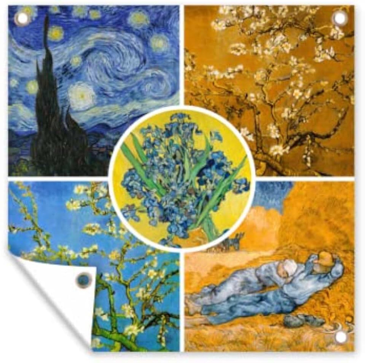 Tuinposter - 200x200 cm - Van Gogh - Collage - Sterrennacht