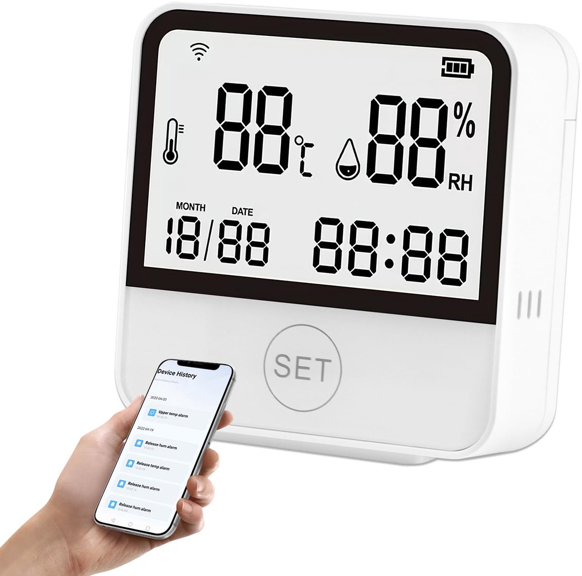 Wifi-thermometer digitale hygrometer - LCD-display - temperatuursensor - afstandsbediening en alarm - SnelShoppen