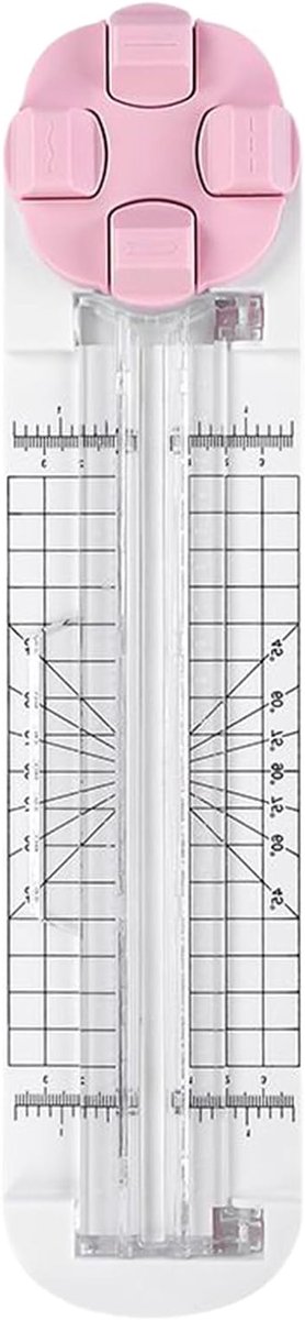 Papiersnijder met Schuiver - Multifunctionele Snijder - Papier Bewerken - 4-in-1 Functionaliteit - 35.5 x 8.3 cm - Roze