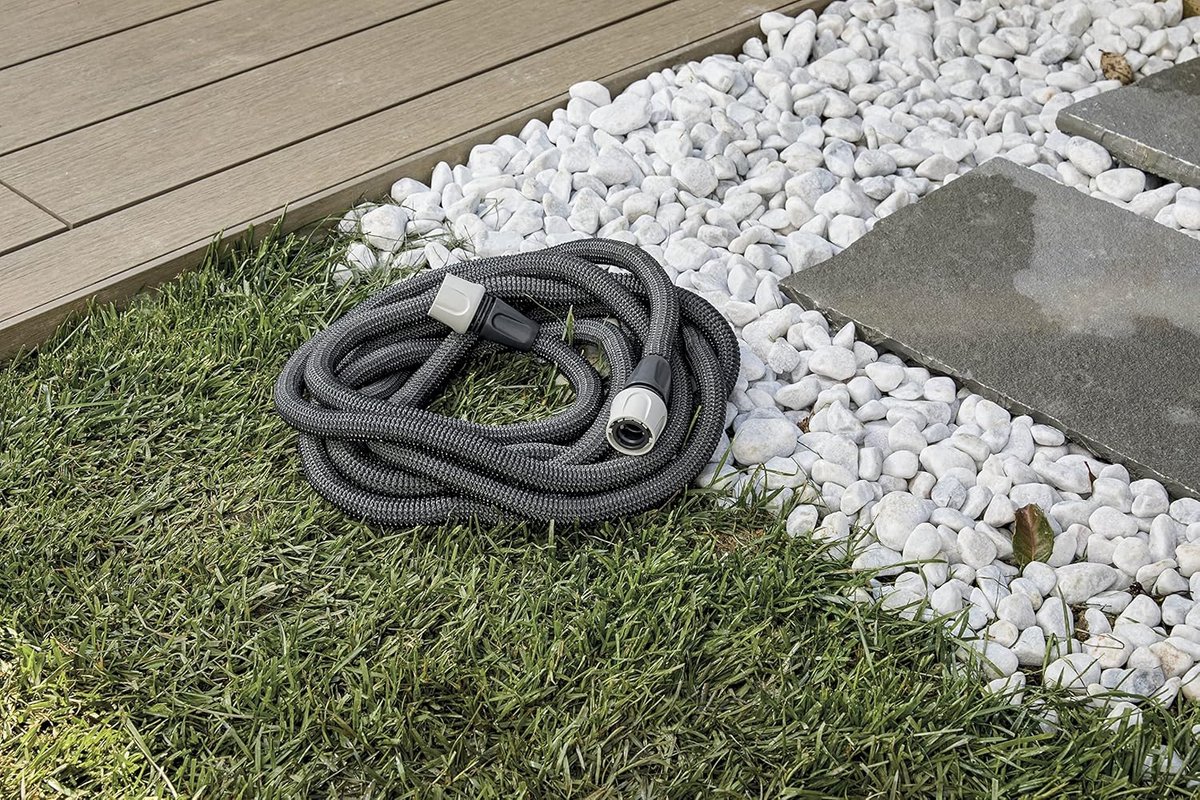 Rekbare Tuinslang - Stoffen Slang - Tuin Besproeien - Zelfuitschuivend - 25 Meter - Donkergrijs – foto 6