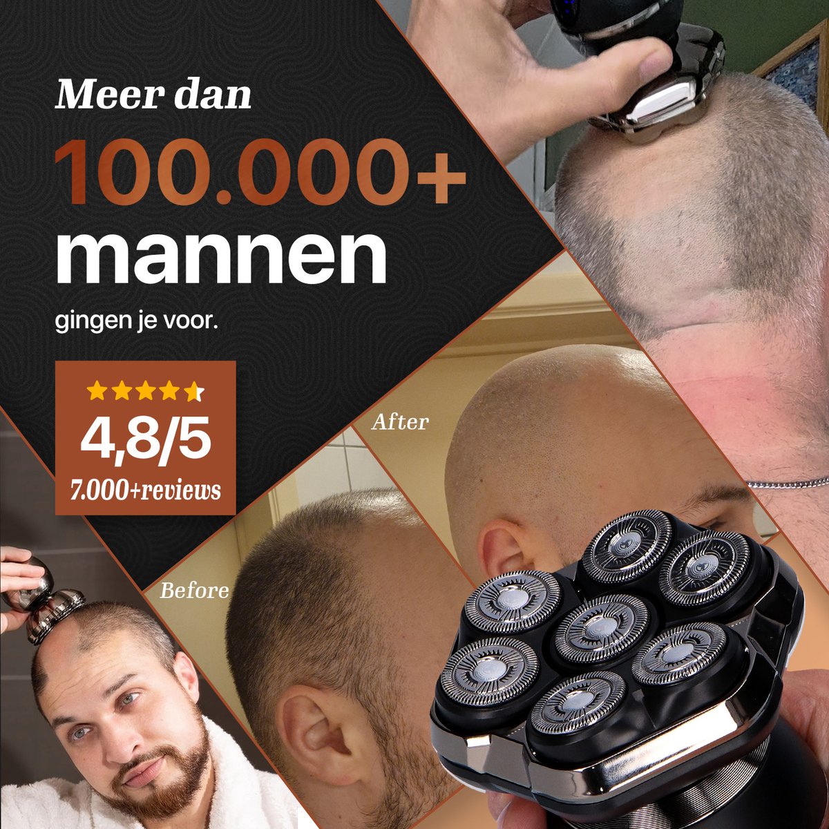Scheerapparaat Mannen 8-in-1 - Skull Master Pro - Extra Scheerkop – Luxe Toilettas - Kaal Hoofd - Elektrisch Head Shaver - Brothers in Style thumbnail 4