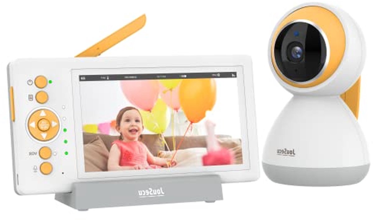 Babyfoon met camera - Videobabyfoon audio - Kindbewaking thuis - 30 uur batterijduur - 5 inch scherm - Wit