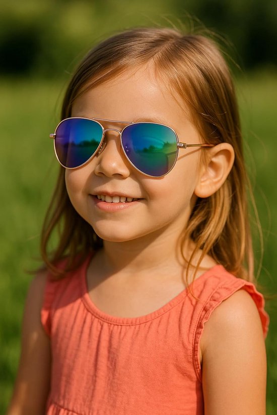 Aviator Kinderzonnebril met Roestvrij Stalen Montuur en UV-bescherming van Merkloos — afbeelding 4