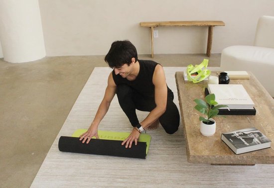 Yogamat - Oefenmat Fitnessmat - Yoga en Pilates - Antislip Oppervlak - 185 x 67 cm - Geel van Yogamat — afbeelding 3