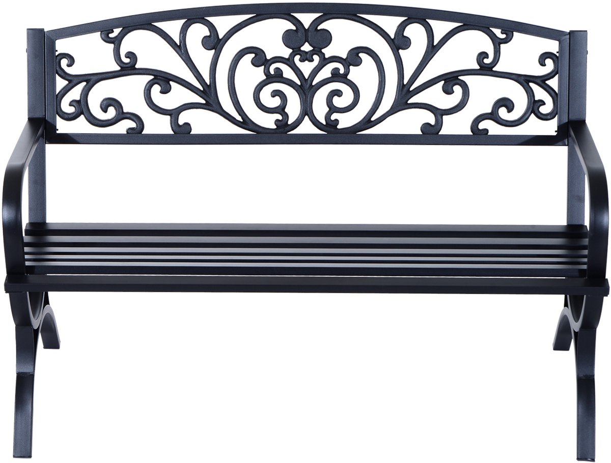 Tuinbank 3-zits - 127x60x85 cm - gietijzer - zwart