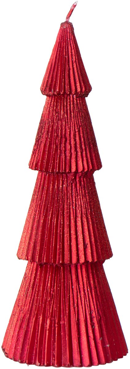 J-Line Dennenboomkaars - paraffine - kerstrood - small - set van 2
