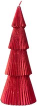 J-Line Dennenboomkaars - paraffine - kerstrood - small - set van 2