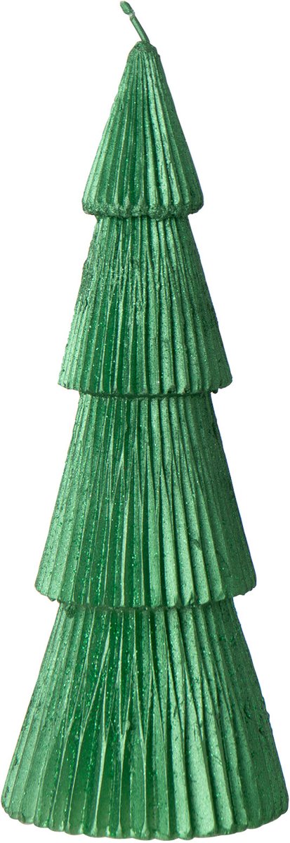 J-Line Dennenboomkaars - paraffine - groen - small - set van 2