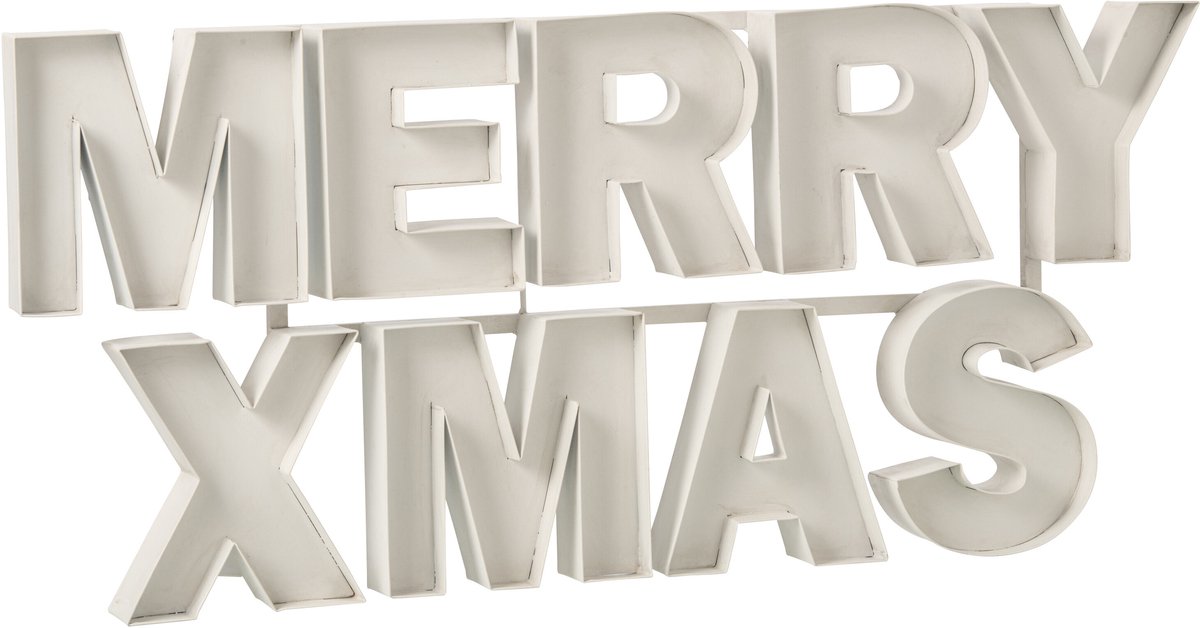J-Line Xmas bord - ijzer - wit