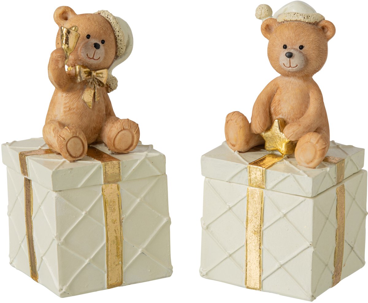 J-Line Beer met cadeau - polyresin - camel - assortiment van 2