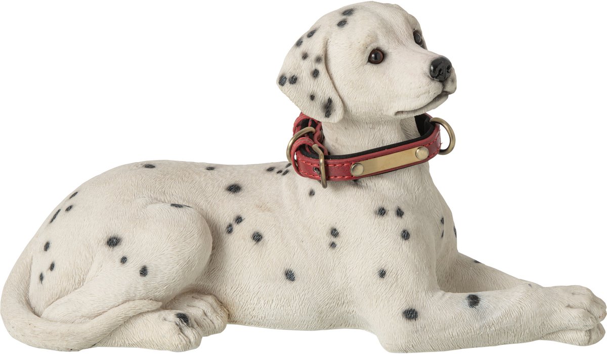 J-Line Liggende dalmatiër - polyresin - wit/zwart