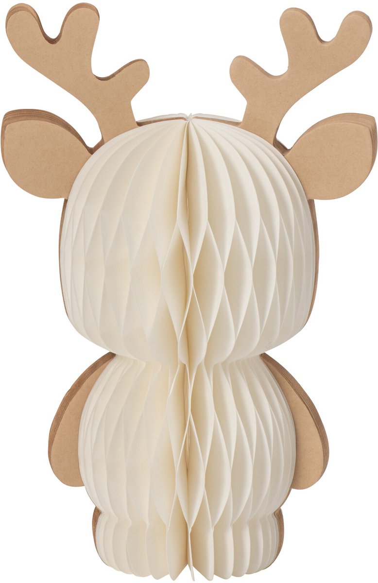 J-Line decoratie Rendier - papier - wit/camel - medium