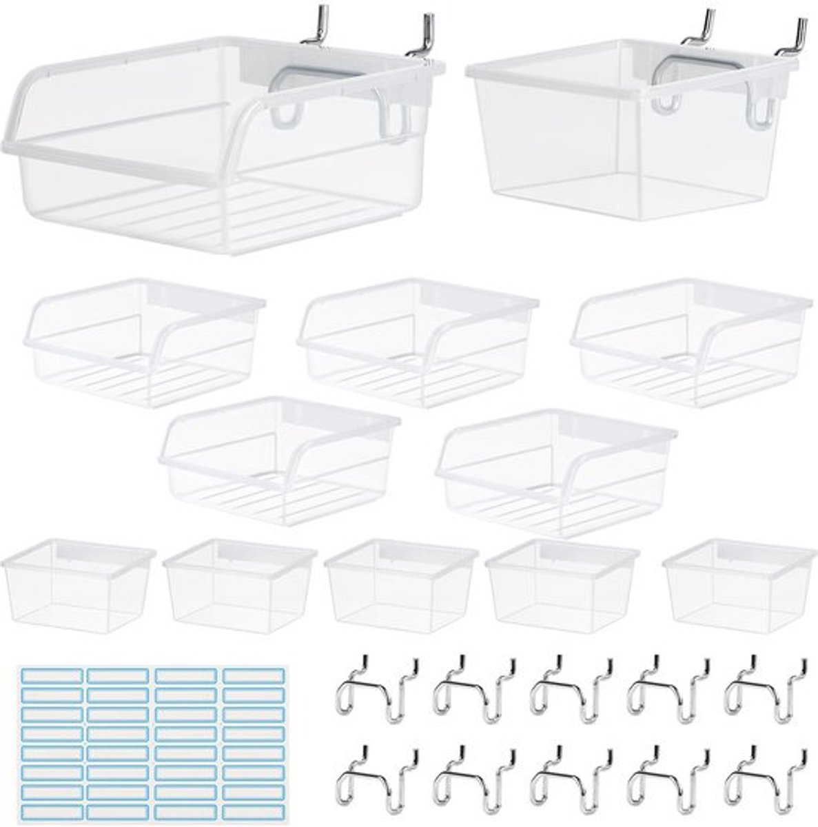 Gereedschapswanddoos 12x - Gatenwand/Organizer - Insteekbord/Accessoires - Transparant - Zelfklevend/Etiketten - Eenvoudig schoon te maken - Wandorganizer