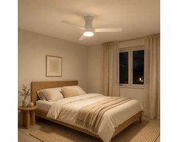 Plafondventilator met Licht 132cm Wit, Stille DC Motor, Dimbare LED, Afstandsbediening, Voor Lage Plafonds