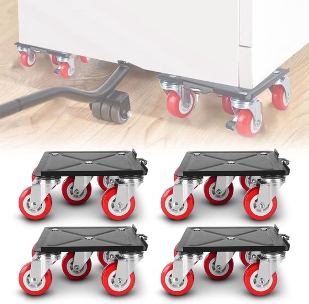Meubeltransportroller met 5 universele wielen en remmen, tot 3000 kg, ideaal voor verhuizing en interieurverandering