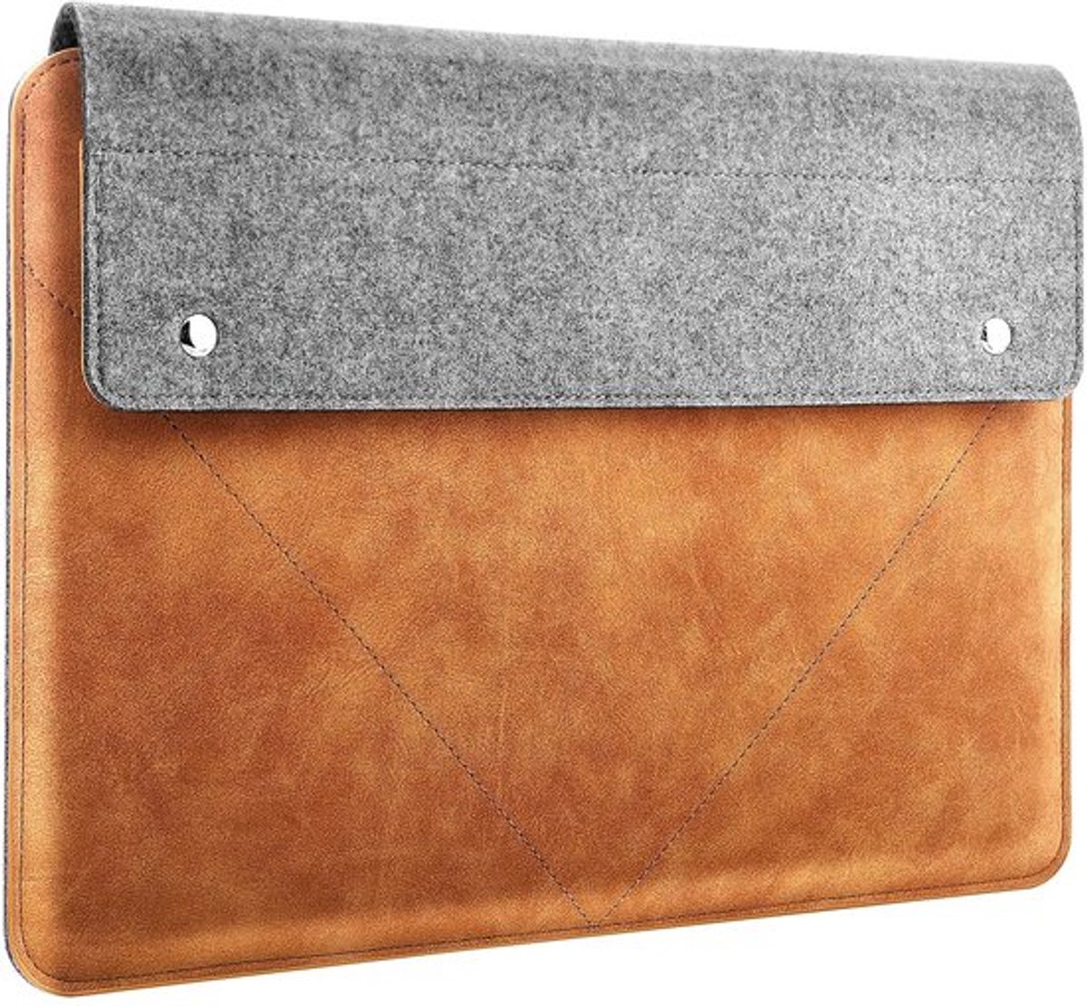 Laptophoes 13-13,3 inch - Vilt en PU-leer - Elegante bescherming - Grijs en bruin - Geschikt voor Macbook Pro en iPad Pro - Luxe design