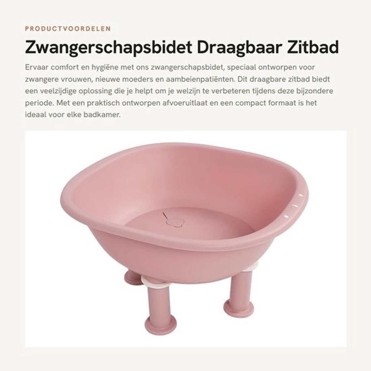 Zwangerschapsbidet Draagbaar Ontwerp - Zitbad - Antislip - Duurzaam Materiaal - Afgesloten Afvoeruitlaat - Verhoogd Ontwerp voor Comfort