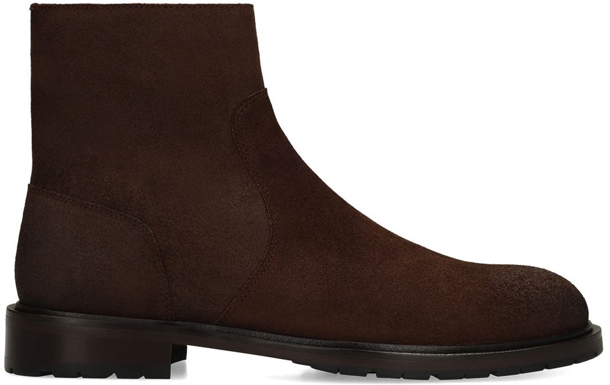 Manfield - Heren - Donkerbruine suède boots - Maat 41