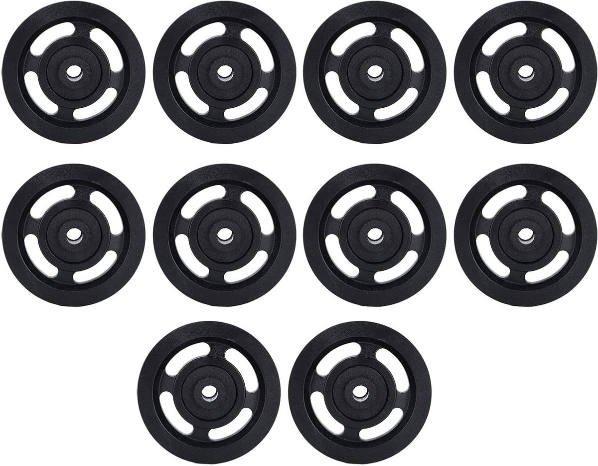 Lager Katrolwielset - Katrolwiel Universeel - Fitnessapparaten Repareren - Stevig Nylon Materiaal - 90 Mm Diameter - Zwart