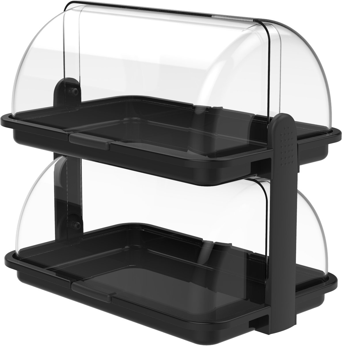 Biesse L170-03 Kunststof Buffetvitrine - Broodbox - Dubbel - 38x26x36cm - zwarte bodem