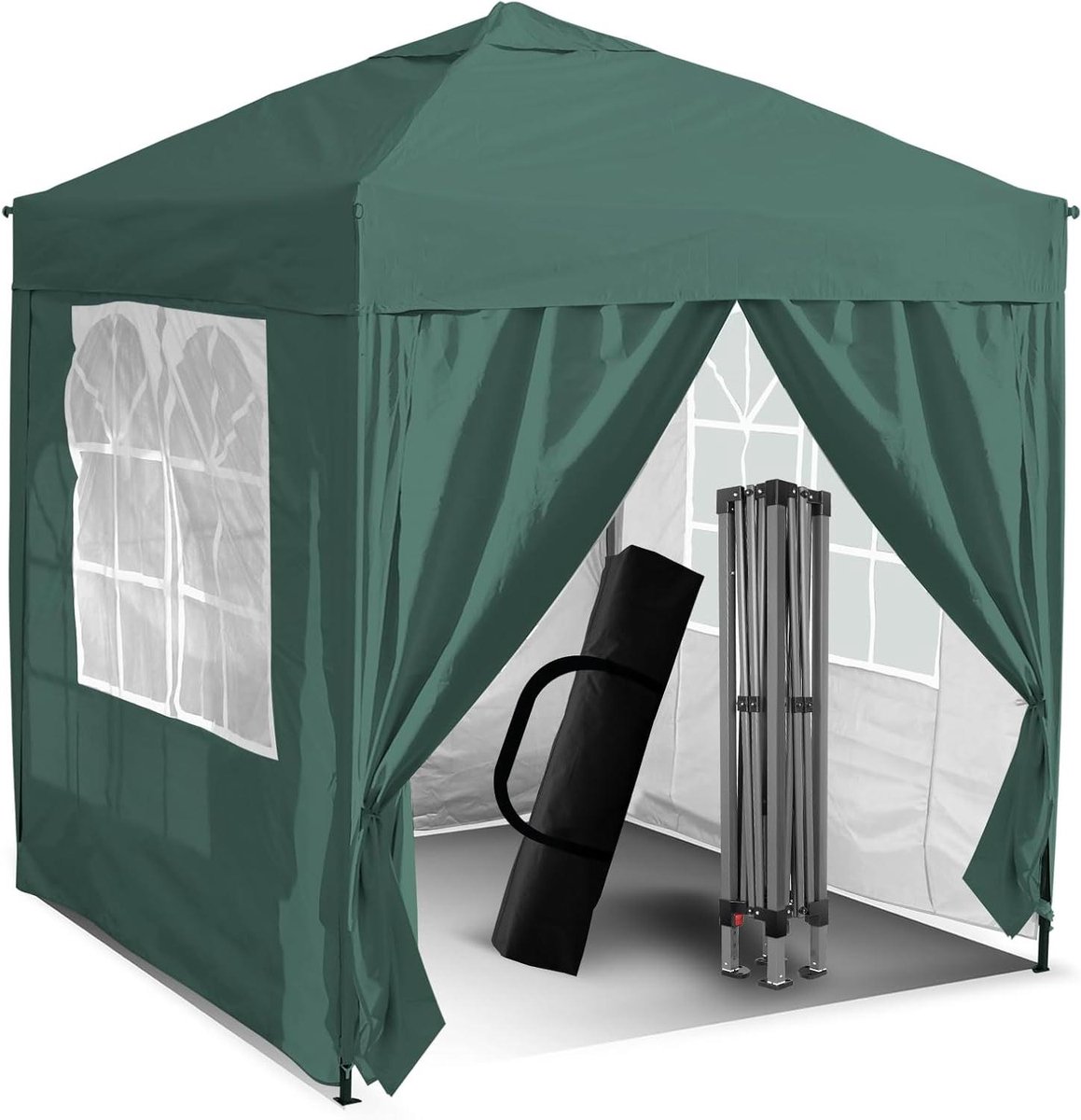 Pop-up paviljoen - Tuinhuisje feest - Buitenfeesten organiseren - Afneembare zijwanden - 3 x 3 meter - Groen