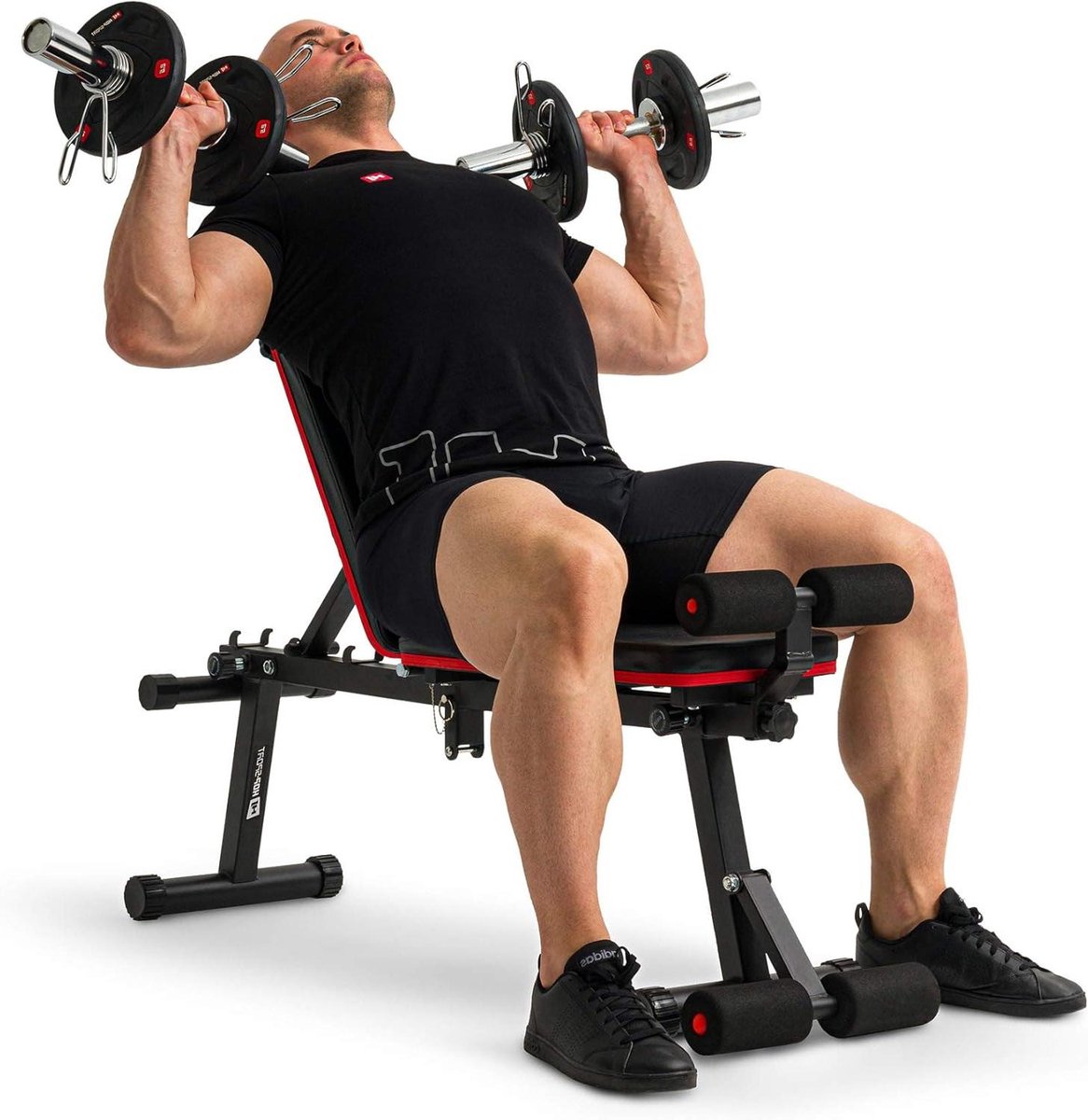 Gewichtsbank - Trainingsbank Fitness - Kracht Training - Inklapbaar & Verstelbaar - 160 x 33 x 122 cm - Zwart Rood