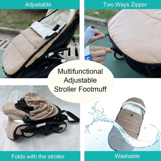 Universele Voetenzak - Baby Accessoire - Warmte Buiten - Waterafstotend - 90 x 45 cm - Taupe — afbeelding 2