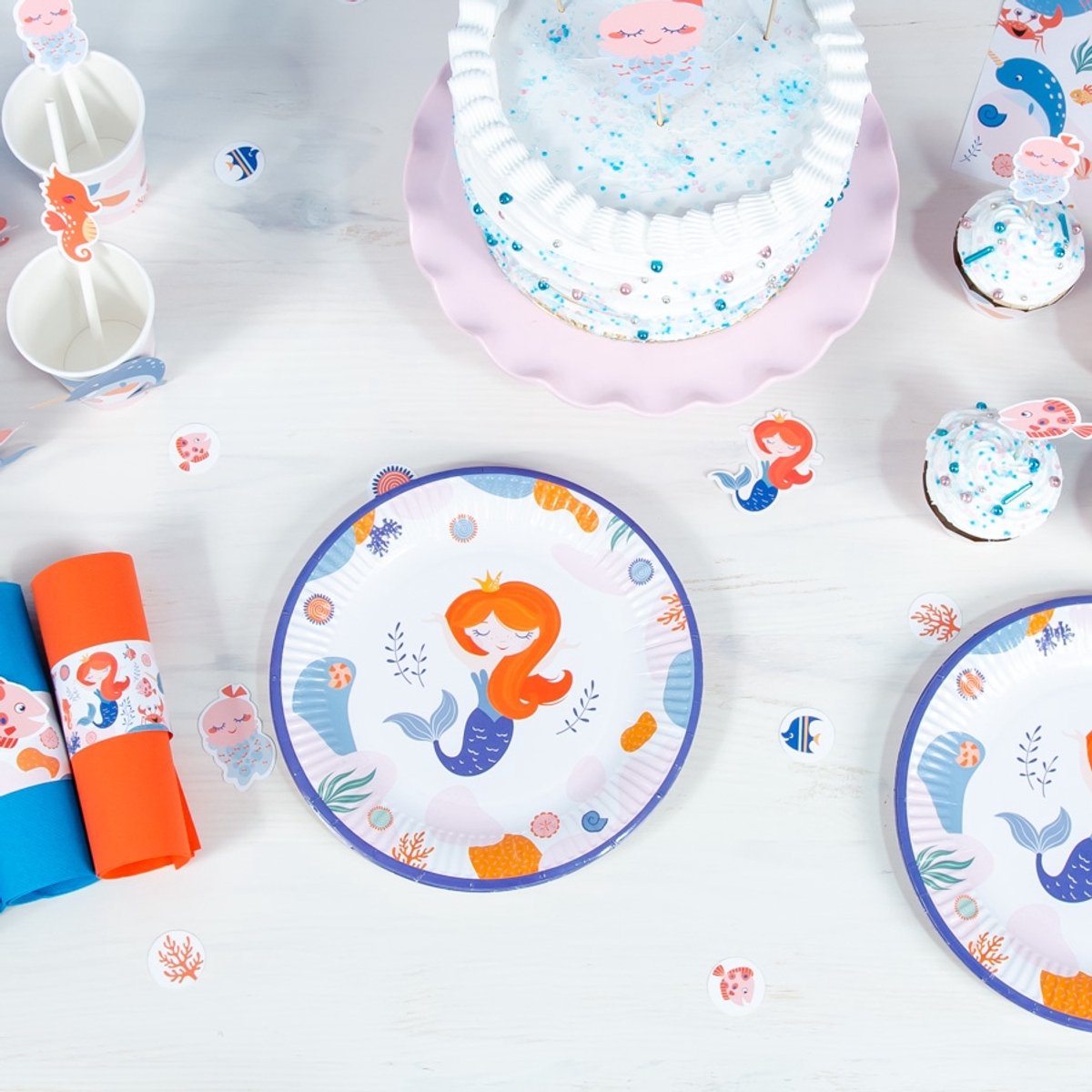 TAFEL CONFETTI PAPIER - ZEEMEERMIN TAFEL DECORATIE - ECO FRIENDLY PARTY ANNIKIDS - ZEEMEERMIN kinderfeest versiering