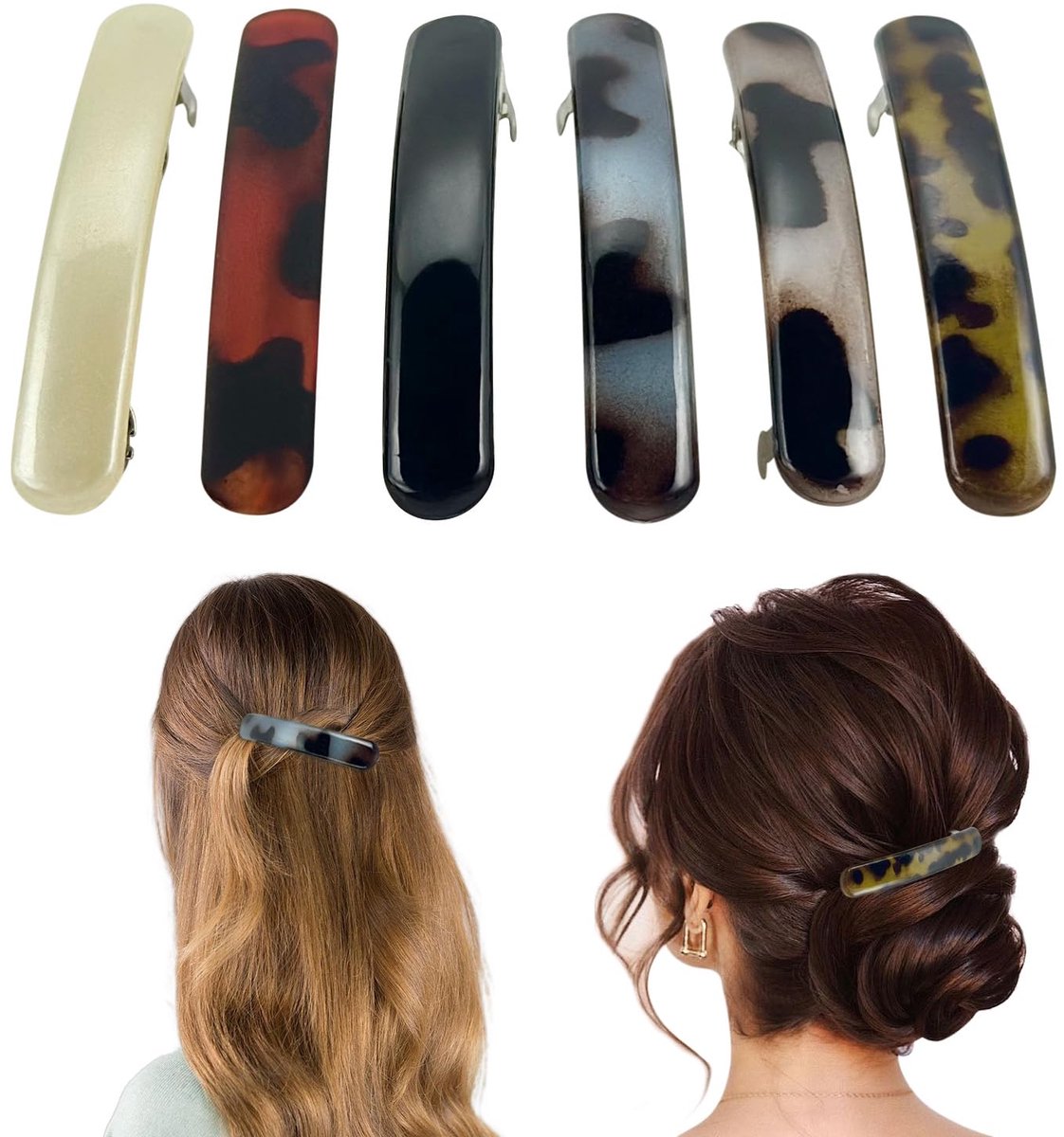 6 stuks dames haarspelden retro elegant zijdelings schuif haarspelden Franse platte klauwclips haaraccessoires antislip damesaccessoires