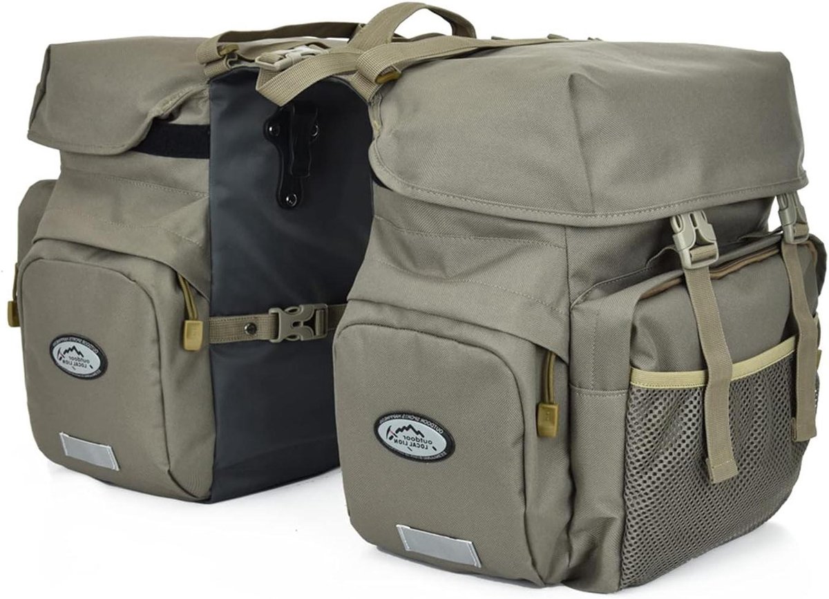 Fietstassen Set - Zijtas Bagage - Fietsen Organiseren - Waterdicht Nylon Materiaal - 50 Liter - Grijs