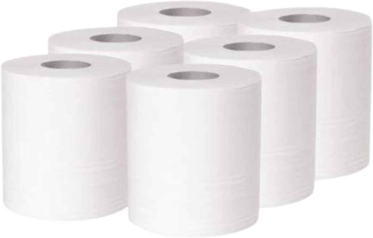 Papieren Handdoeken - Keukenpapier Rollen - Hygiënisch Werken - Voedselveilig - 6 Rollen - Wit