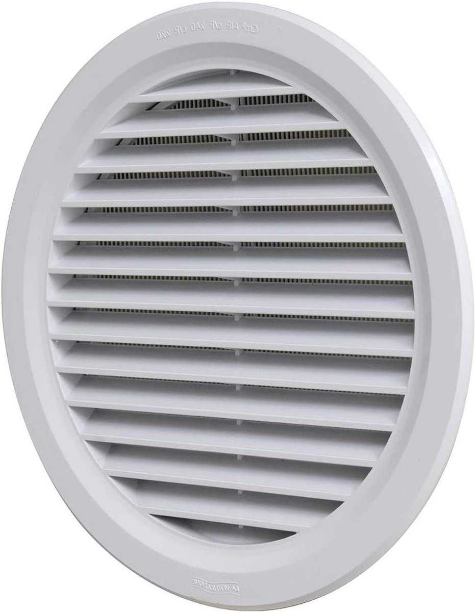 Ventilatierooster Rond - Luchtrooster Inbouw - Ventilatie Verbeteren - Met Insectengaas - 238 mm Diameter - Wit