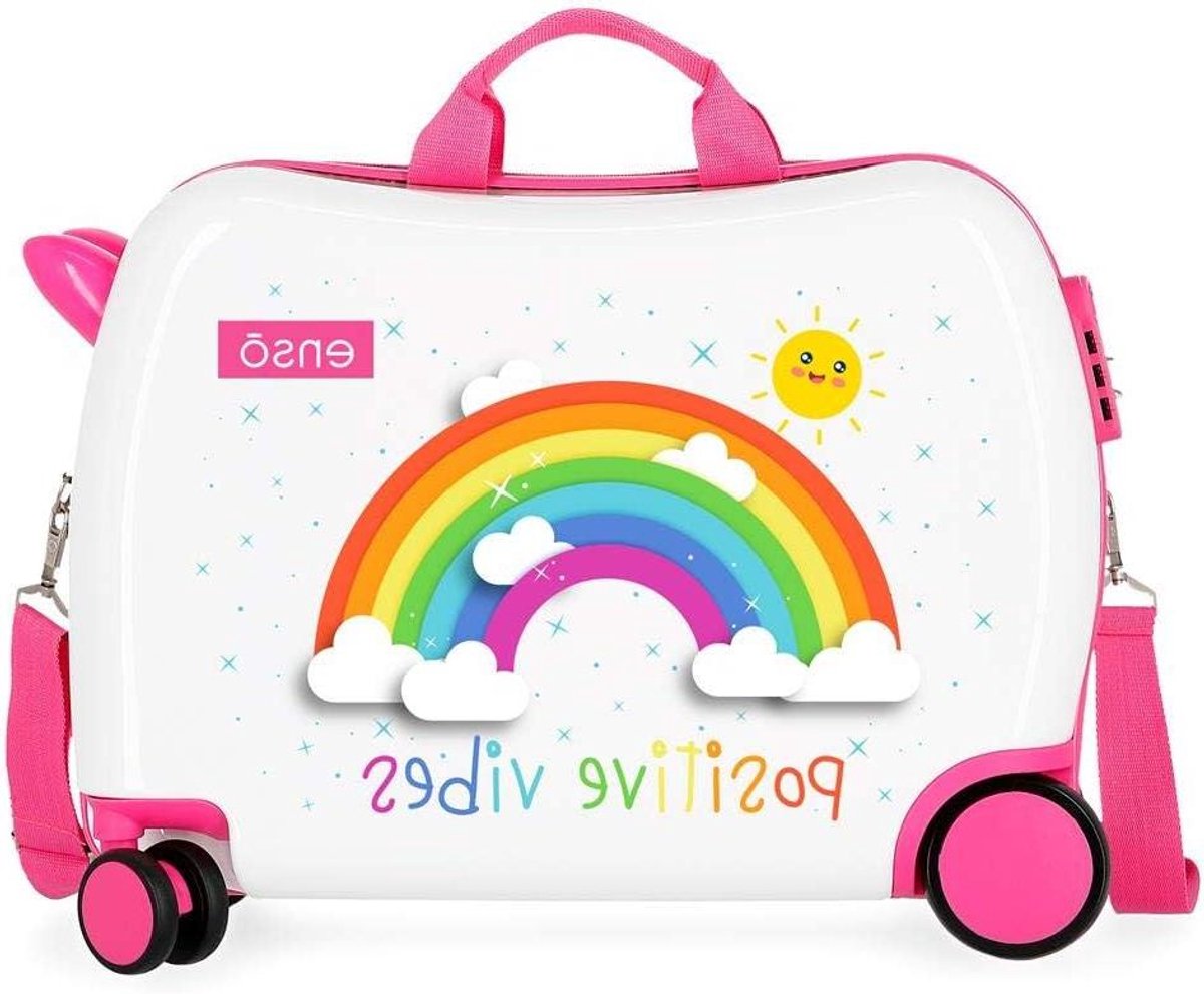 Kinderkoffer - Reiskoffer - Vrolijk Reizen - Zitbaar Ontwerp - 50x39x20 cm - Regenboog