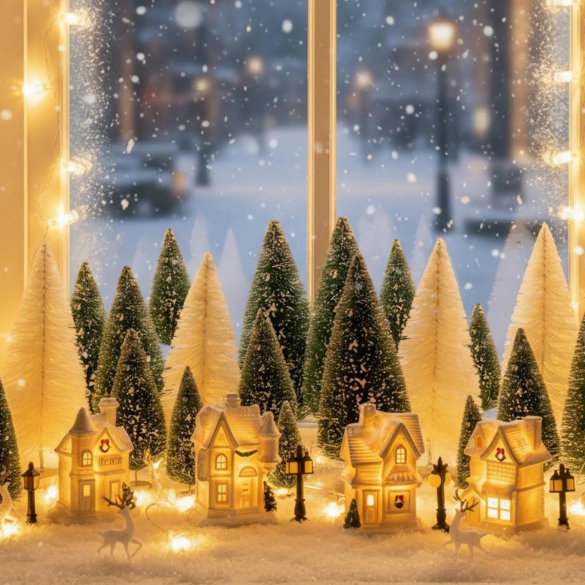 Kerstdorp Sets - Miniatuur Dorp - Feestelijke Decoratie - Met LED Verlichting - 50 Delen - Wit – foto 5