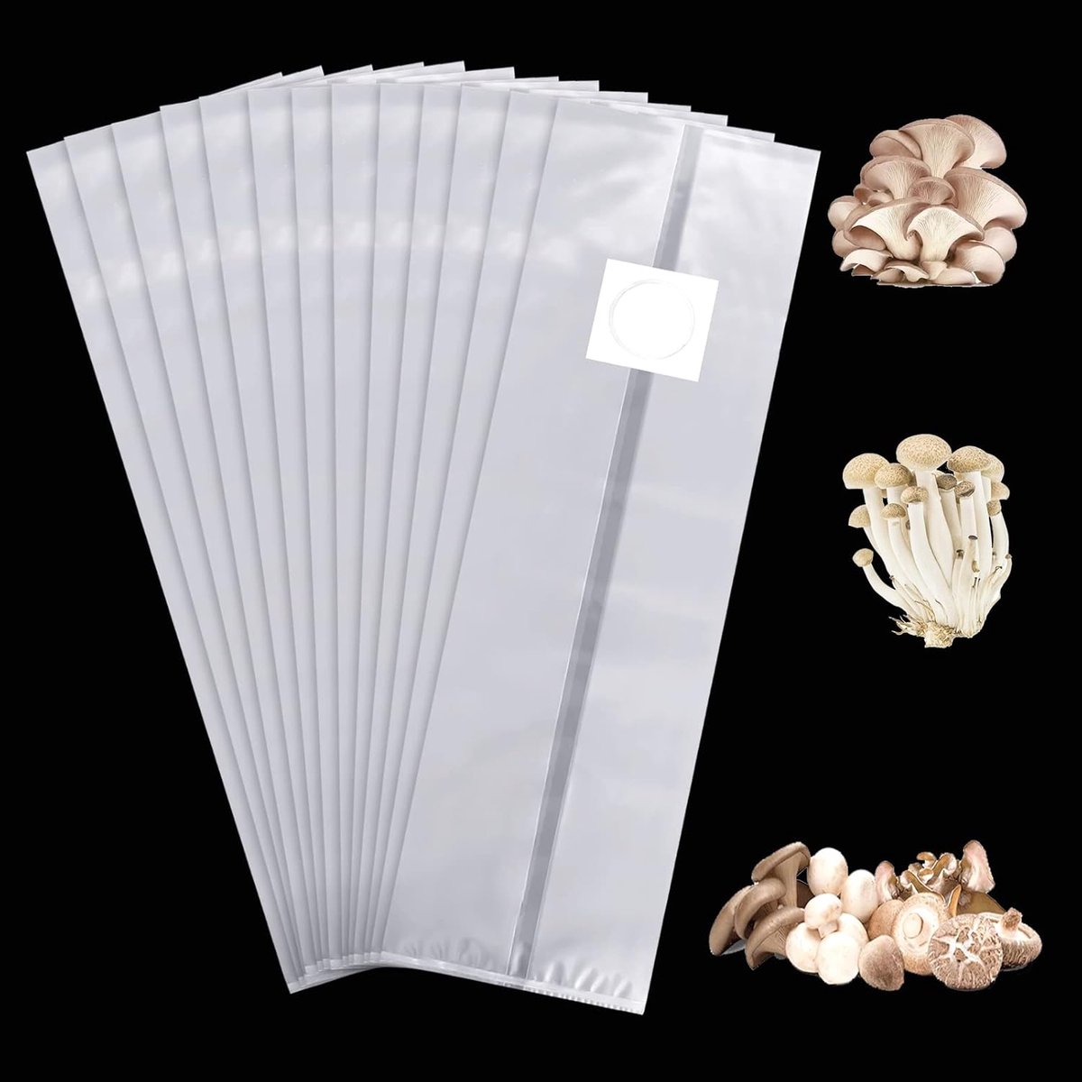 Zakken, 24 stuks 25 × 50 cm Mushroom Spawn Grow Bag met filter, Paddenstoel Spawn Groeizakken High Temp Pre Sealed Garden Supplies voor paddenstoelen